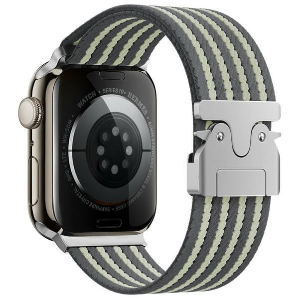 KALEBOL Nylonklokkearmbånd Apple Watch Series 10 46 mm håndleddsrem - Grå + Lys Gul