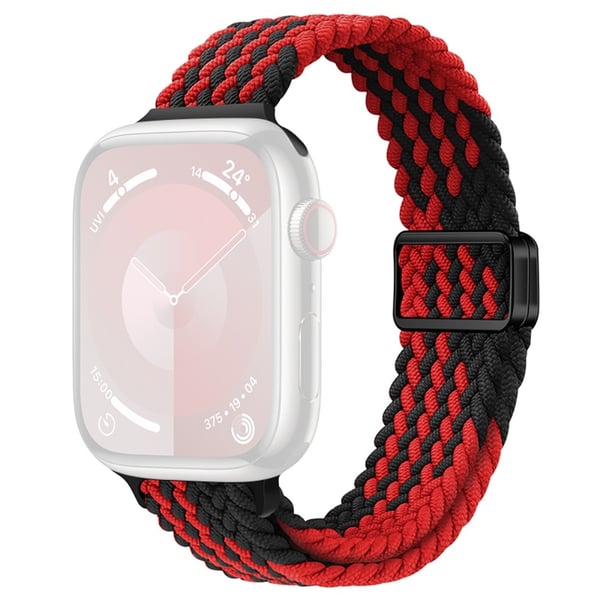 KALEBOL Flettet klokkerem Apple Watch Series 10 42 mm magnetisk nylon sportsarmbånd - Z-Struktur + Svart Rød