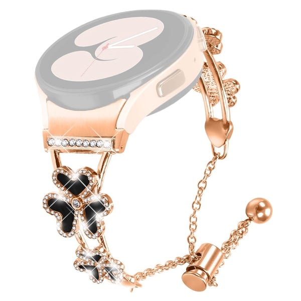 Metallbånd med kontakt Samsung Galaxy Watch5 / Watch4 40 / 42 / 44 / 45 / 46mm Heart Clover Decor Watch Strap - Rose Gull
