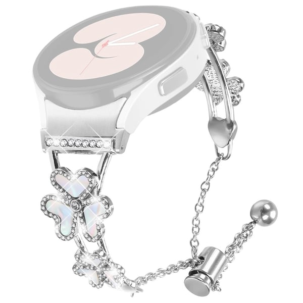 Metallarmbånd med hurtigkobling Samsung Galaxy Watch6 44mm / 40mm / Watch6 Classic 47mm / 43mm Heart Clover Decor Watch Strap - Sølv