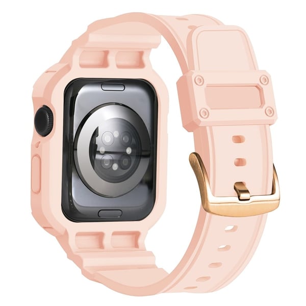 Apple Watch Series 10 42 mm mykt, fleksibelt klokkerem med integrert urkasse - Rosa