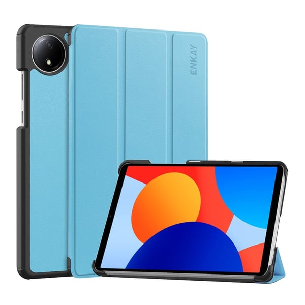 Xiaomi Redmi Pad SE 4G 8,7 tommer ENKAY HAT PRINCE Trifold Stand Cover Vegansk Læder Bumpresistent Tablet Etui - Lyseblå