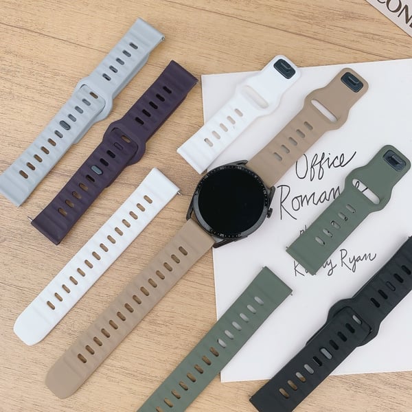 22 mm klokkerem Huawei Watch GT 5 Pro / GT 5 / GT 4 46 mm hurtigutløsende firkantet spenne silikonstripe - Blå