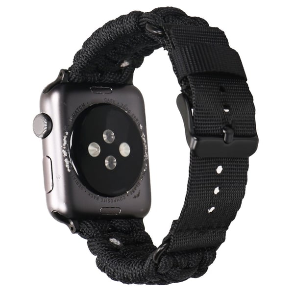 Nylon-kellohihna Apple Watch Series 10 42mm yhden silmukan ranneke - Musta