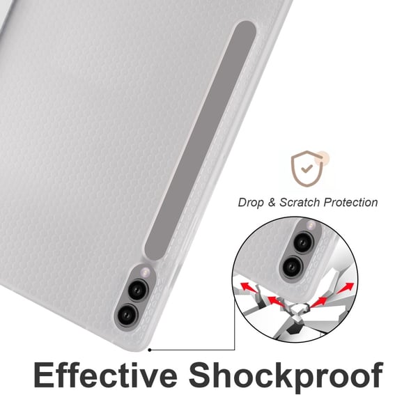 Samsung Galaxy Tab S10 Plus-etui med penneåbning Tri-Fold Stand Vegansk læder Fleksibelt tablet cover Auto Wake / Sleep - Grå