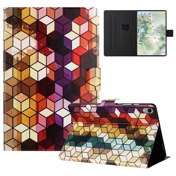iPad mini (2021) Case Pattern Printed Stand Litchi Texture Leather Tablet Cover with Card Slots - Block