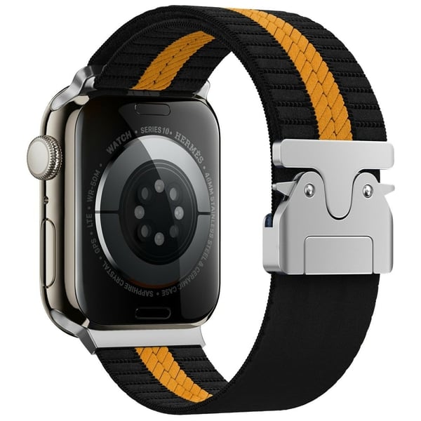 KALEBOL Nylonklokkearmbånd Apple Watch Series 10 42 mm fallskjermspenne - Svart + Svart