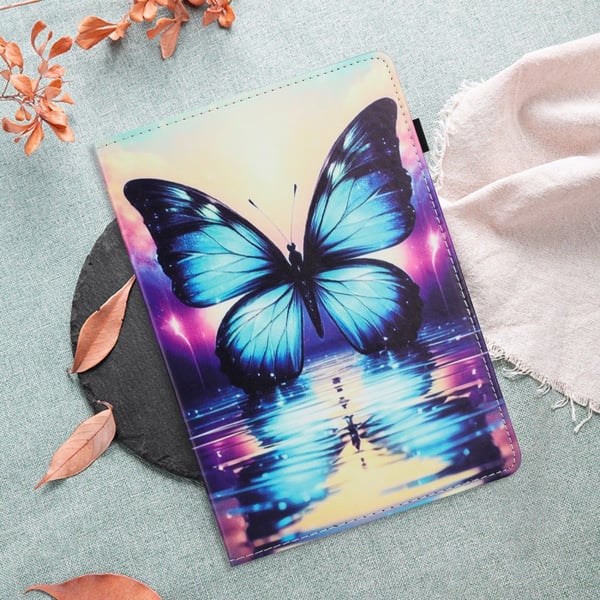 iPad 10.9 (2022) Case Pattern Leather Tablet Cover with Auto Sleep / Wake, Card Holder - Butterfly Reflection