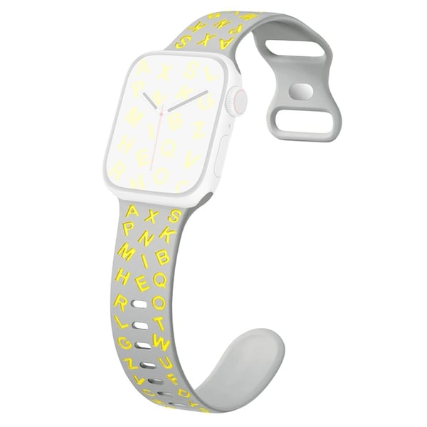 KALEBOL Alphabet Silikonrem Apple Watch Series 10 46mm Epoxy Band - Grå + Gul