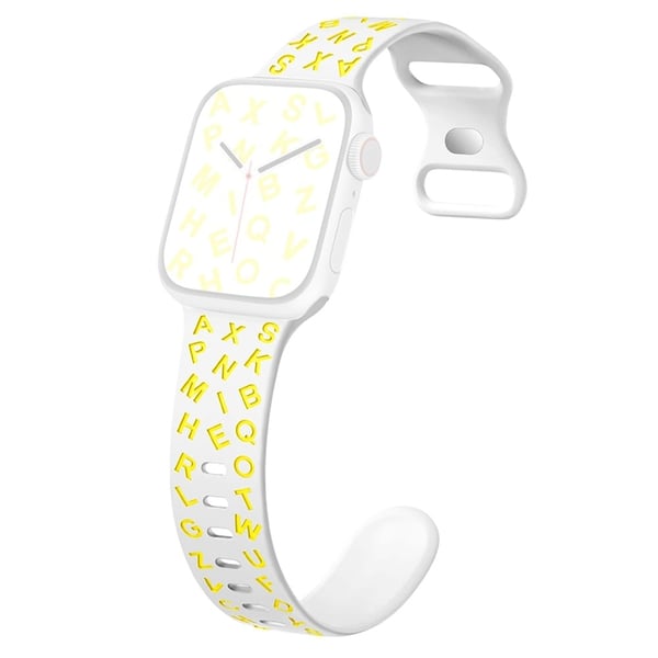 KALEBOL Alphabet Silikonrem Apple Watch Series 10 46mm Epoxy Band - Hvit + Gul