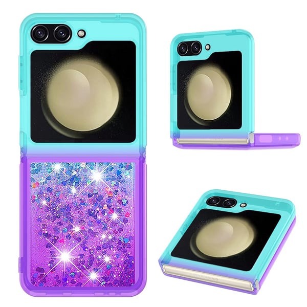 Samsung Galaxy Z Flip6 5G Case YB Quicksand Series-3 Gradient Quicksand Joustava puhelimen suojus - Taivaansininen + Violetti