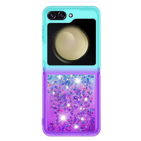Samsung Galaxy Z Flip6 5G Case YB Quicksand Series-3 Gradient Quicksand Flexible Phone Cover - Sky Blue+Purple