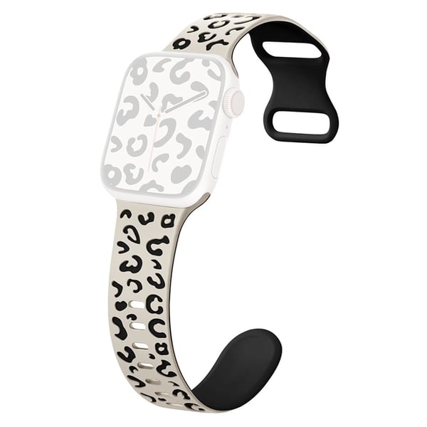 KALEBOL Leopard silikonarmbånd Apple Watch Series 10 42mm Dual Color Strap - Stjernelys + Svart