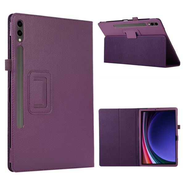 Samsung Galaxy Tab S10 Plus Case Bi-Fold Stand Leather Tablet Cover Litchi Texture - Purple