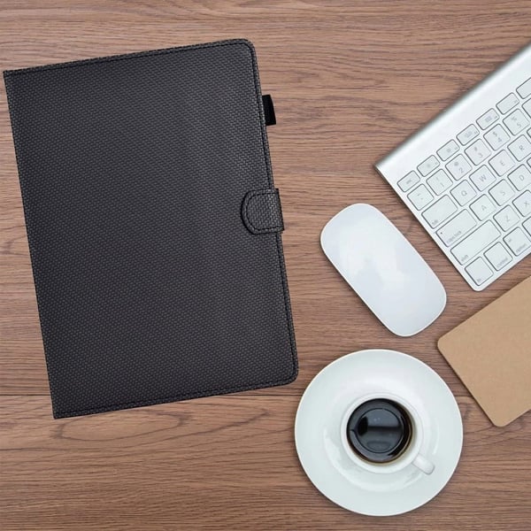 Amazon Kindle Paperwhite (2024) Case Carbon Fiber Texture Vegan Leather Cover Stand View - Black