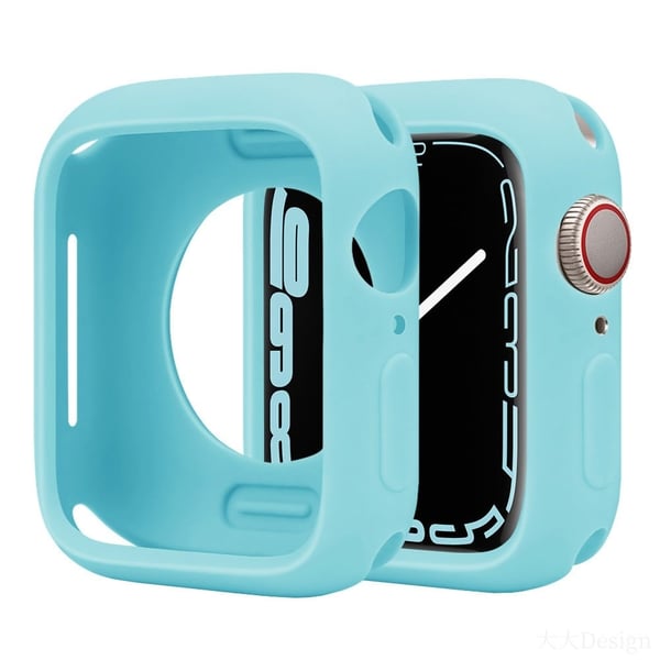Silikonbeskyttelsesveske Apple Watch Series 9 / 8 / 7 41mm Candy Color Støtsikkert klokkedeksel - Babyblå