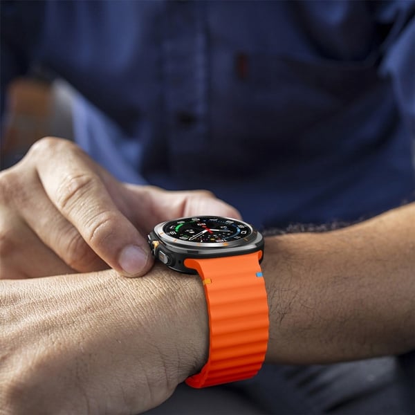 Samsung Galaxy Watch Ultra 47 mm klokkerem i silikon med bølgesøm - Oransje