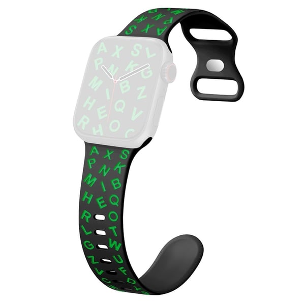 KALEBOL Alphabet Letter Silikonrem Apple Watch Series 10 42mm Epoxy-klokkebånd - Svart + Grønn