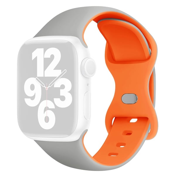 KALEBOL Silikonklokkerem Apple Watch Series 10 42mm Butterfly Buckle Band - Skygrå + Oransje