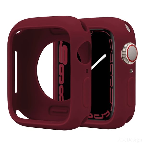Silikonbeskyttelsesveske Apple Watch Series 9 / 8 / 7 45mm Candy Color Støtsikkert klokkedeksel - Vinrød