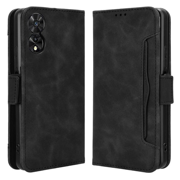 TCL 50 SE Case Vegan Leather Multiple Card Slots Shockproof Flip Phone Cover - Black