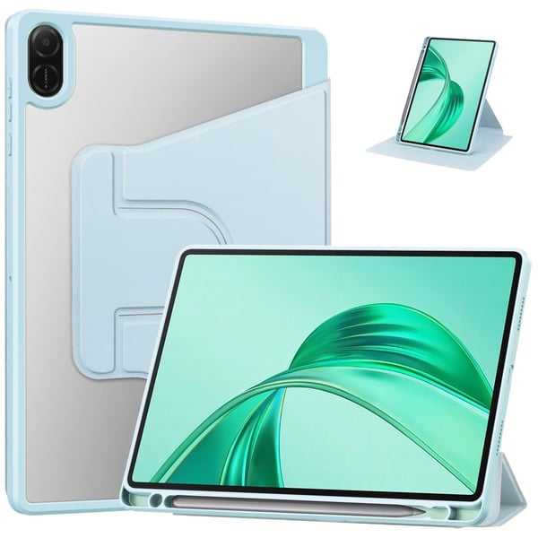 Honor Pad X8a Case 360° Rotary Stand Vegan Leather Acrylic Tablet Cover (Without Keyboard) - Sky Blue