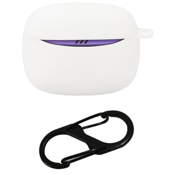 JBL Tune Buds 2 Bluetooth Earbuds Case Soft Silicone Cover with Anti-Lost Buckle - White