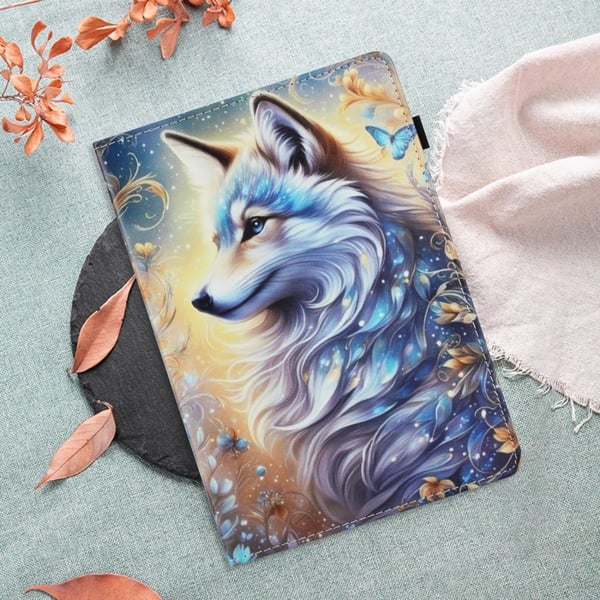 iPad Pro 11 (2020) Case Pattern Leather Tablet Cover with Auto Sleep / Wake, Card Holder - White Wolf