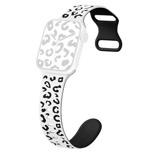 KALEBOL Leopard silikonarmbånd Apple Watch Series 10 42mm Dual Color Strap - Hvit + Svart