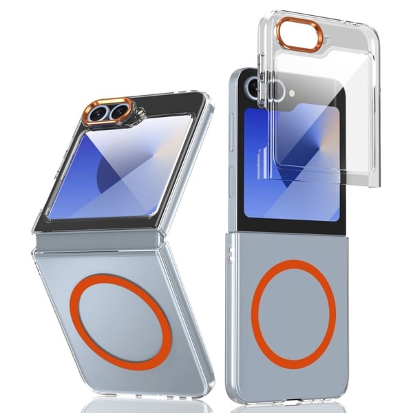GKK Samsung Galaxy Z Flip6 5G Case Hard Bump Resistant Clear Phone Cover with Screen Film - Orange