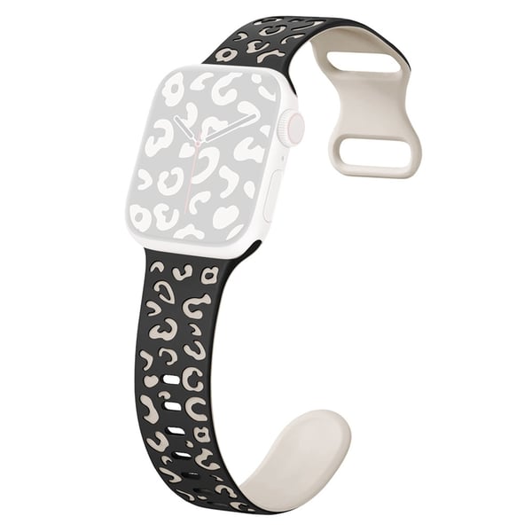 KALEBOL Leopard silikonarmbånd Apple Watch Series 10 46mm Dual Color Strap - Svart + Stjernelys