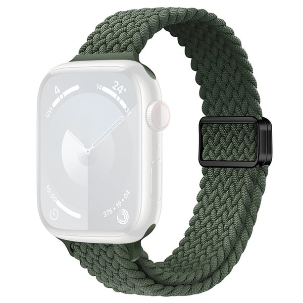 KALEBOL Flettet klokkerem Apple Watch Series 10 46 mm magnetisk nylonarmbånd - Mørk Olivengrønn