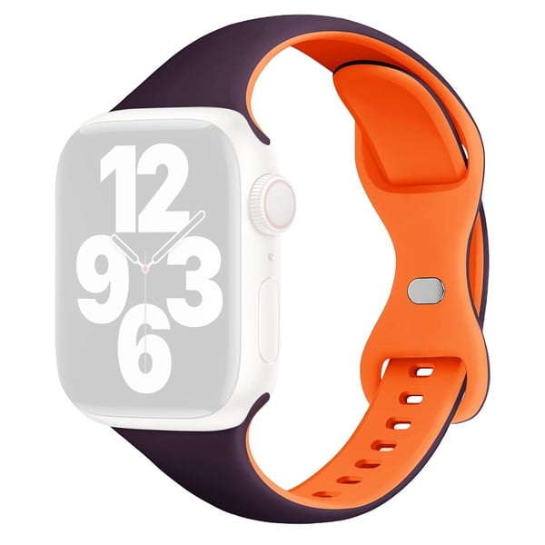 KALEBOL Silikonrem Apple Watch Series 10 46mm Butterfly Buckle Band - Bærlilla + Oransje