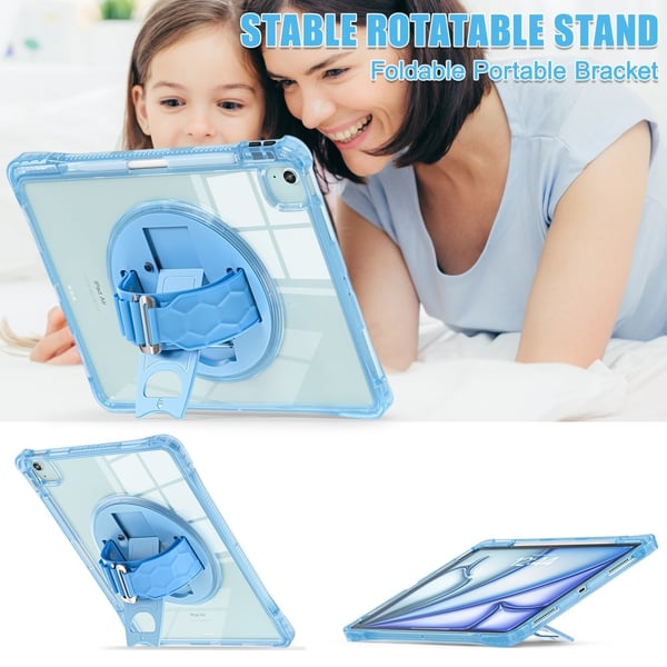 iPad Air 13 (2024) / iPad Pro 12.9 (2022) / (2021) / (2020) / (2018) Kotelo Kickstand kolhun kestävä, Joustava akryyli Clear Tablet Cover - Vauvasinin