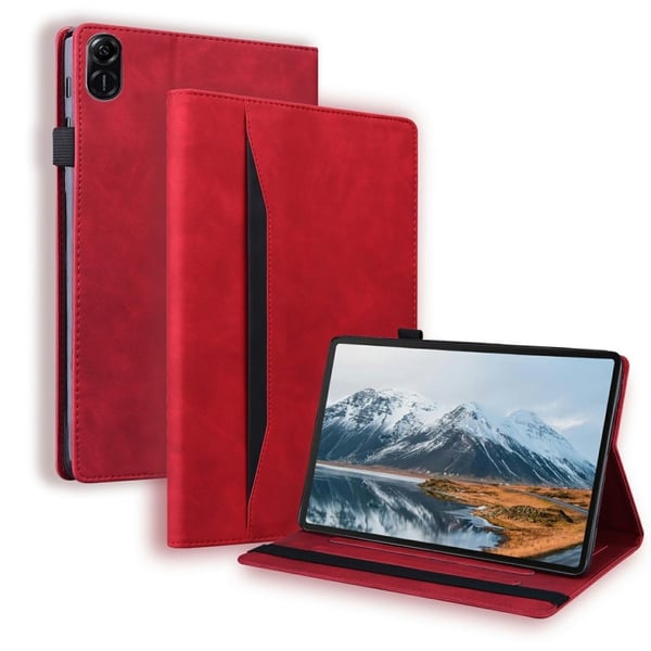 Honor Pad X8a Case Vegan Leather Business Folio Protective Tablet Cover Card Holder - Red