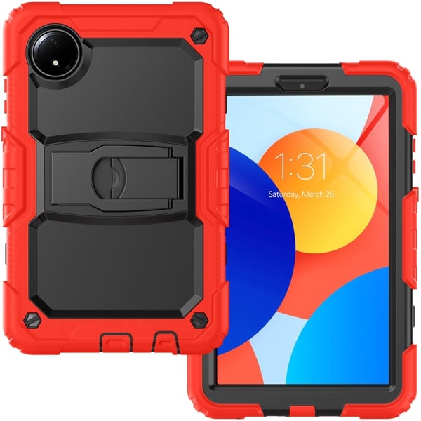 Xiaomi Redmi Pad SE 4G 8.7 inch Case Kickstand Bump Resistant Silicone Tablet Cover - Red