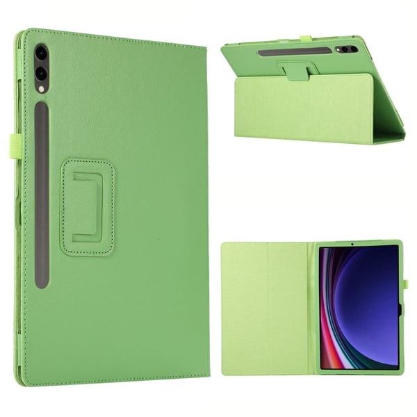Samsung Galaxy Tab S10 Plus Case Bi-Fold Stand Leather Tablet Cover Litchi Texture - Green