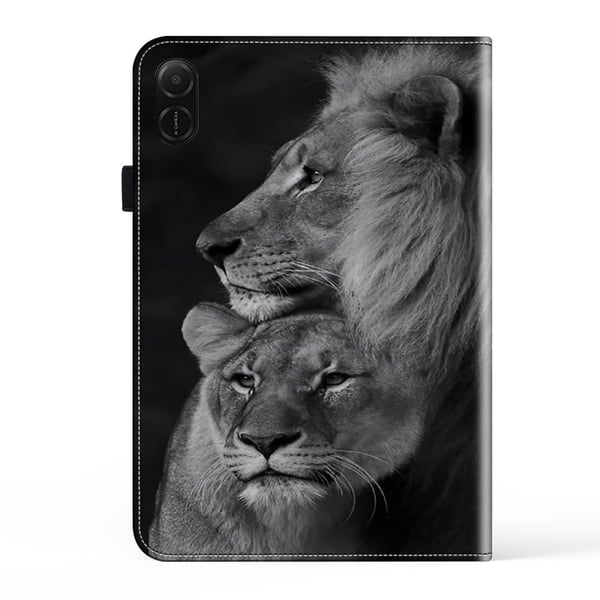 Honor Pad X8a Case Flip Stand Leather Tablet Cover Pattern Printed - Couple Lions