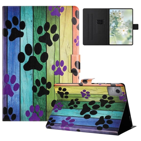 Lenovo Tab M11 TB-330FU Case Pattern Printed Stand Litchi Texture Leather Tablet Cover with Card Slots - Cat Claw