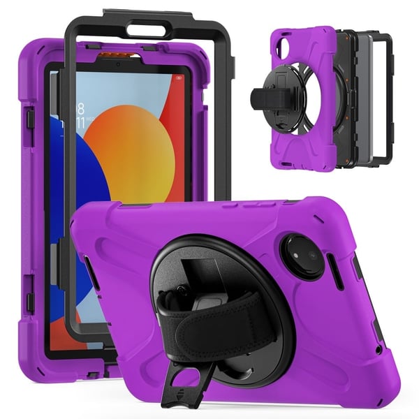 Xiaomi Redmi Pad SE 4G 8.7 inch Case Flexible and Bump Resistant and Silicone Kickstand Anti-Drop Tablet Cover - Purple