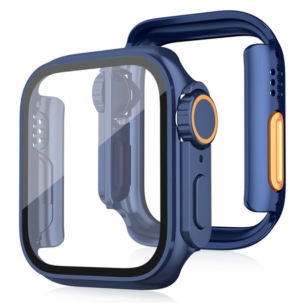 Bumpresistent Watch Case Apple Watch Series 9 8 7 45mm Smartwatch Cover med hærdet glasfilm - Midnatsblå