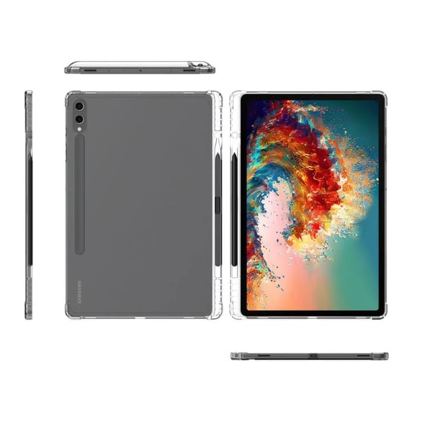 Samsung Galaxy Tab S10 Ultra Case Reinforced Four Corner Anti-Drop Clear Flexible Tablet Cover with Pen Slot