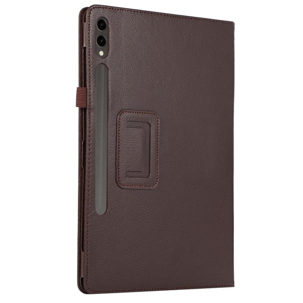 Samsung Galaxy Tab S10 Plus Etui Bi-Fold Stand Læder Tablet Cover Litchi Texture - Brun