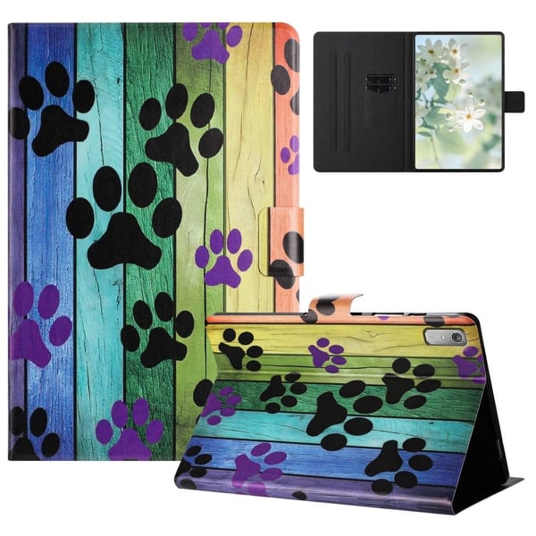 Lenovo Tab P11 Gen 2 TB-350 Case Pattern Printed Stand Litchi Texture Leather Tablet Cover with Card Slots - Cat Claw