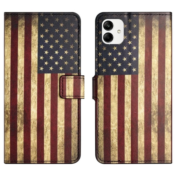 Wallet Phone Case Motorola Moto G54 5G Case Pattern Printing Vegan Leather Flip Phone Cover - The American Flag