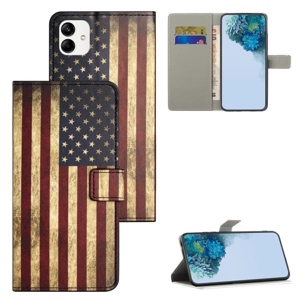 Wallet Phone Case Motorola Moto G54 5G Case Pattern Printing Vegan Leather Flip Phone Cover - The American Flag