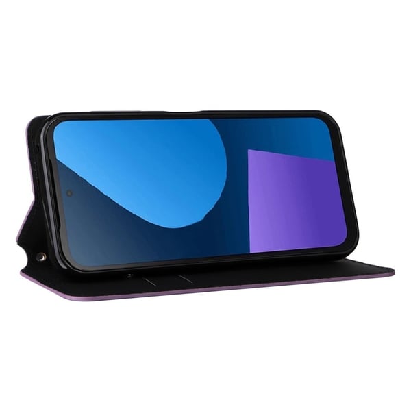 Fairphone 5 Leather Case Rhombus Imprinted Stand Wallet Phone Cover - Purple