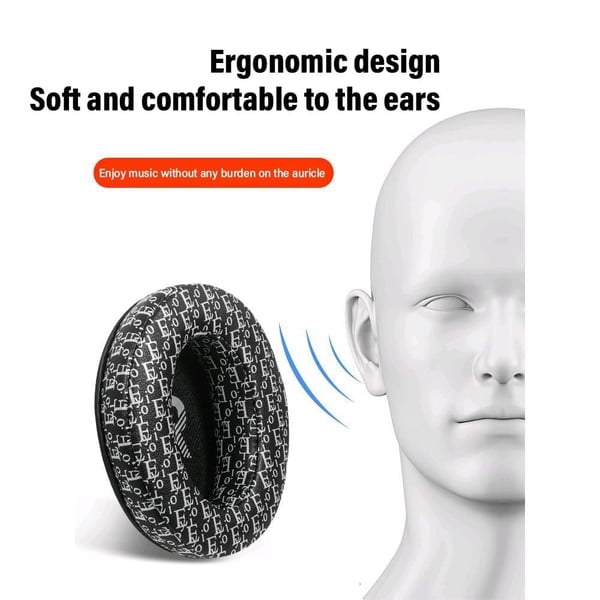 1 Pair Replacement Earpads Sennheiser Momentum 2 Headphones Printed Design Ear Cushions - Black + Yellow