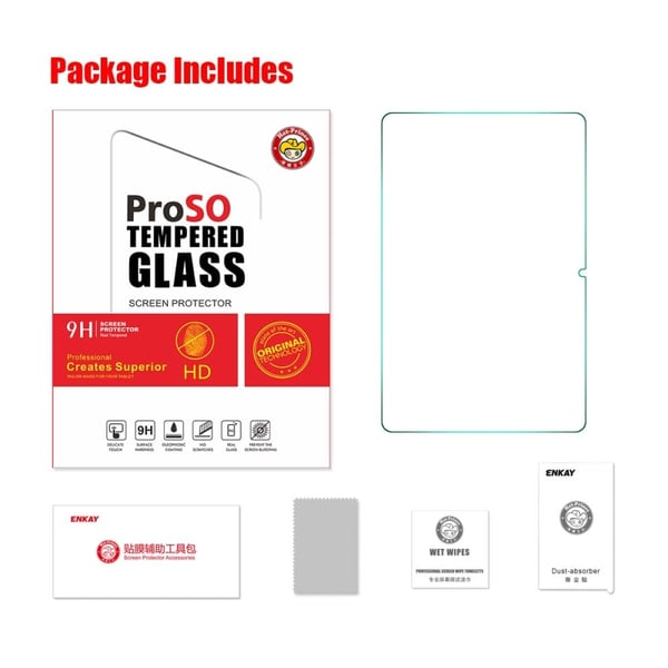 OnePlus Pad Pro / OnePlus Pad 2 ENKAY HAT PRINCE Tabletin näytönsuoja 9H 2.5D 0.33mm korkea alumiini-silicon Glass Film - Läpinäkyvä