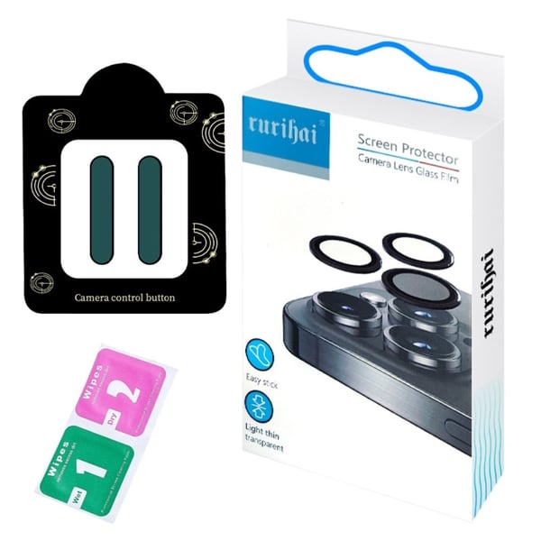 RURIHAI 2-pack Camera Control Button tarra iPhone 16 Pro Max / 16 Pro / 16 Plus / 16 lasi kameran painiketta suojus - Vihreä